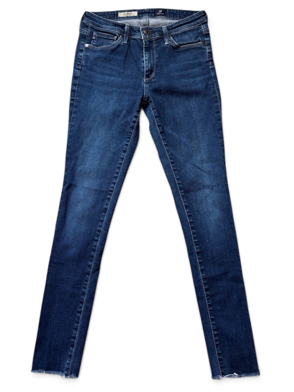 AG The Middi Mid Rise Legging Raw Hem Skinny Jeans Dark Wash
